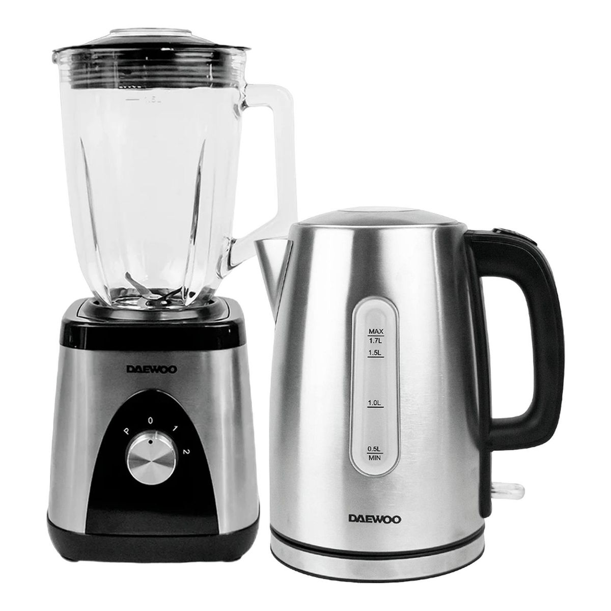 DAEWOO - Combo Daewoo Licuadora Plateada 1.5 L + Hervidor Metalico 1.7 L