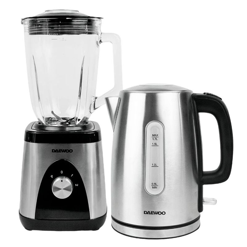 DAEWOO - Combo Daewoo Licuadora Plateada 1.5 L + Hervidor Metalico 1.7 L