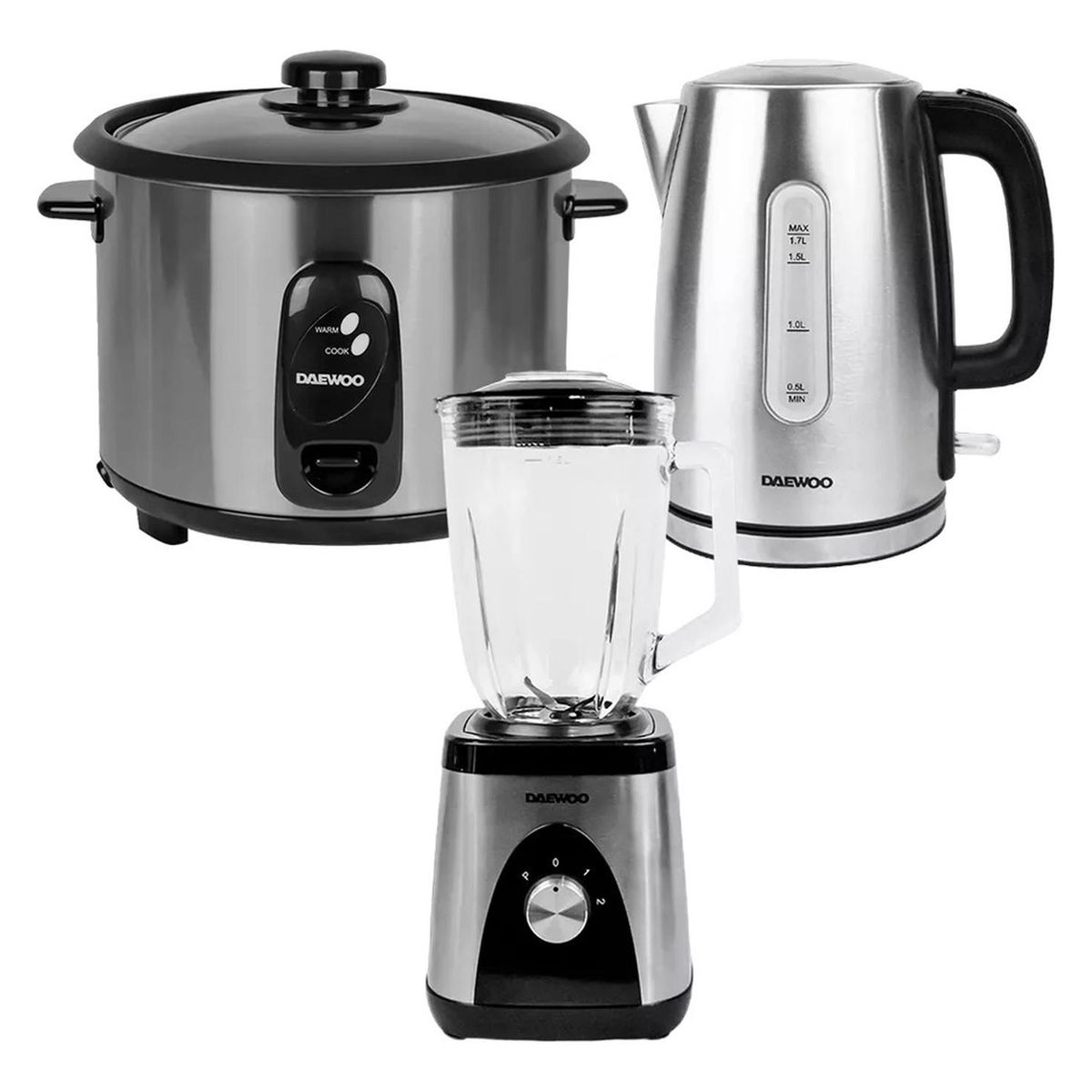 DAEWOO - Combo Daewoo Olla Arrocera 2.8 L + Hervidor 1.7 L + Licuadora 1.5 L