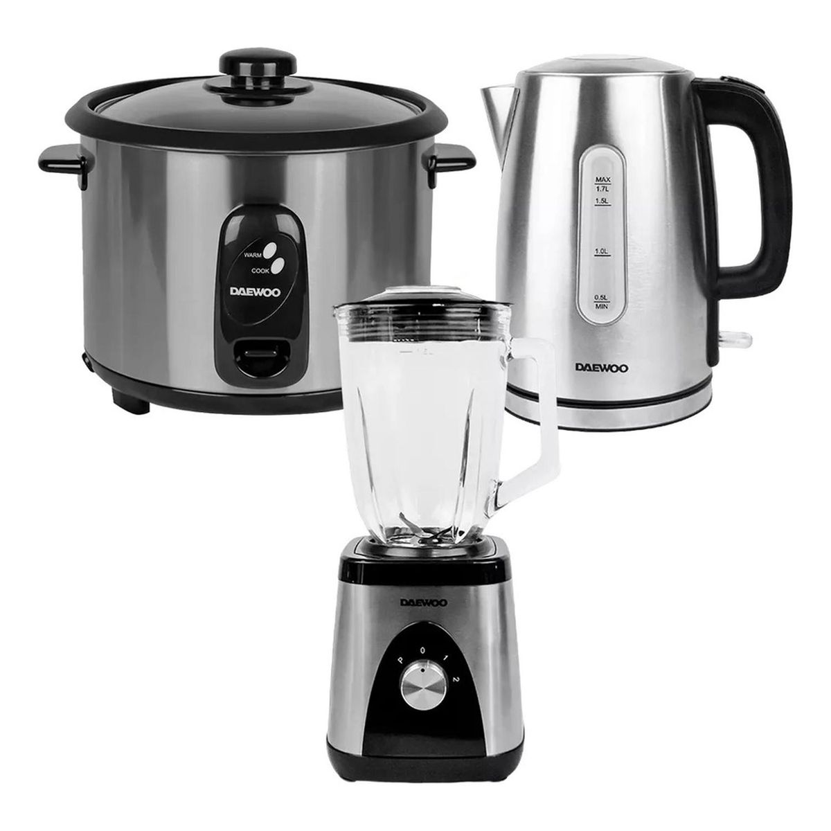 DAEWOO - Combo Daewoo Olla Arrocera 2.8 L + Hervidor 1.7 L + Licuadora 1.5 L