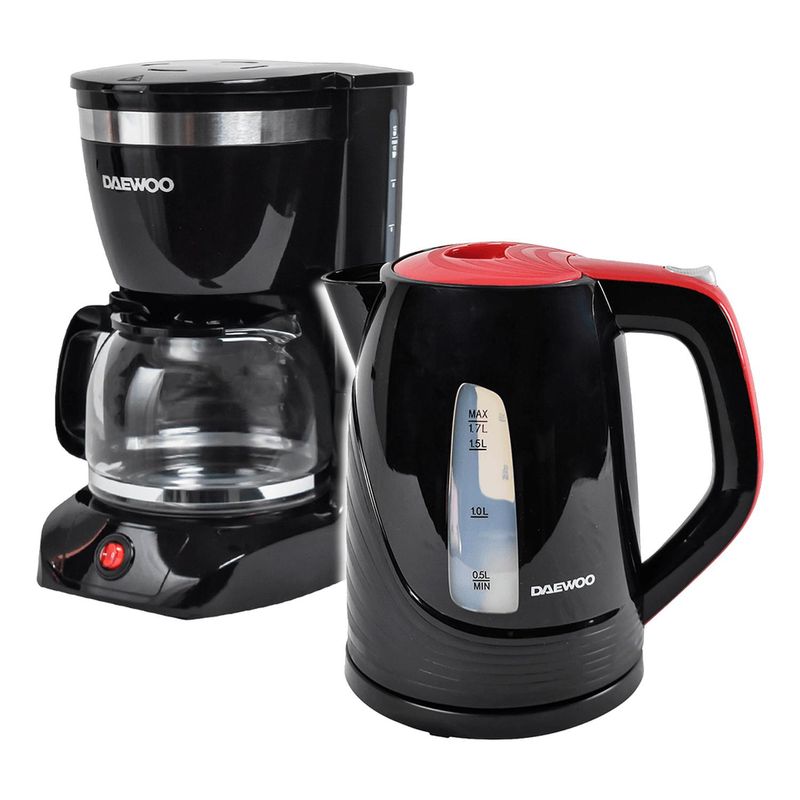 DAEWOO - Combo Daewoo Cafetera 1.25 L 12 tazas + Hervidor 1.7 L