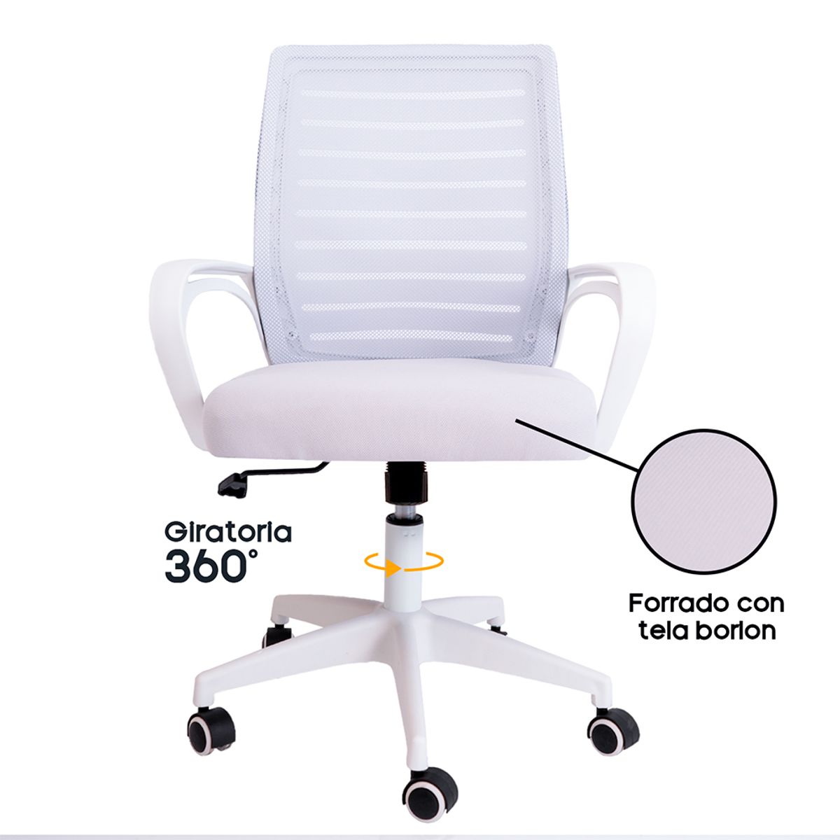 INIUS - Silla de Oficina Ergonómica Markiah con Respaldar Reforzable - Gris claro