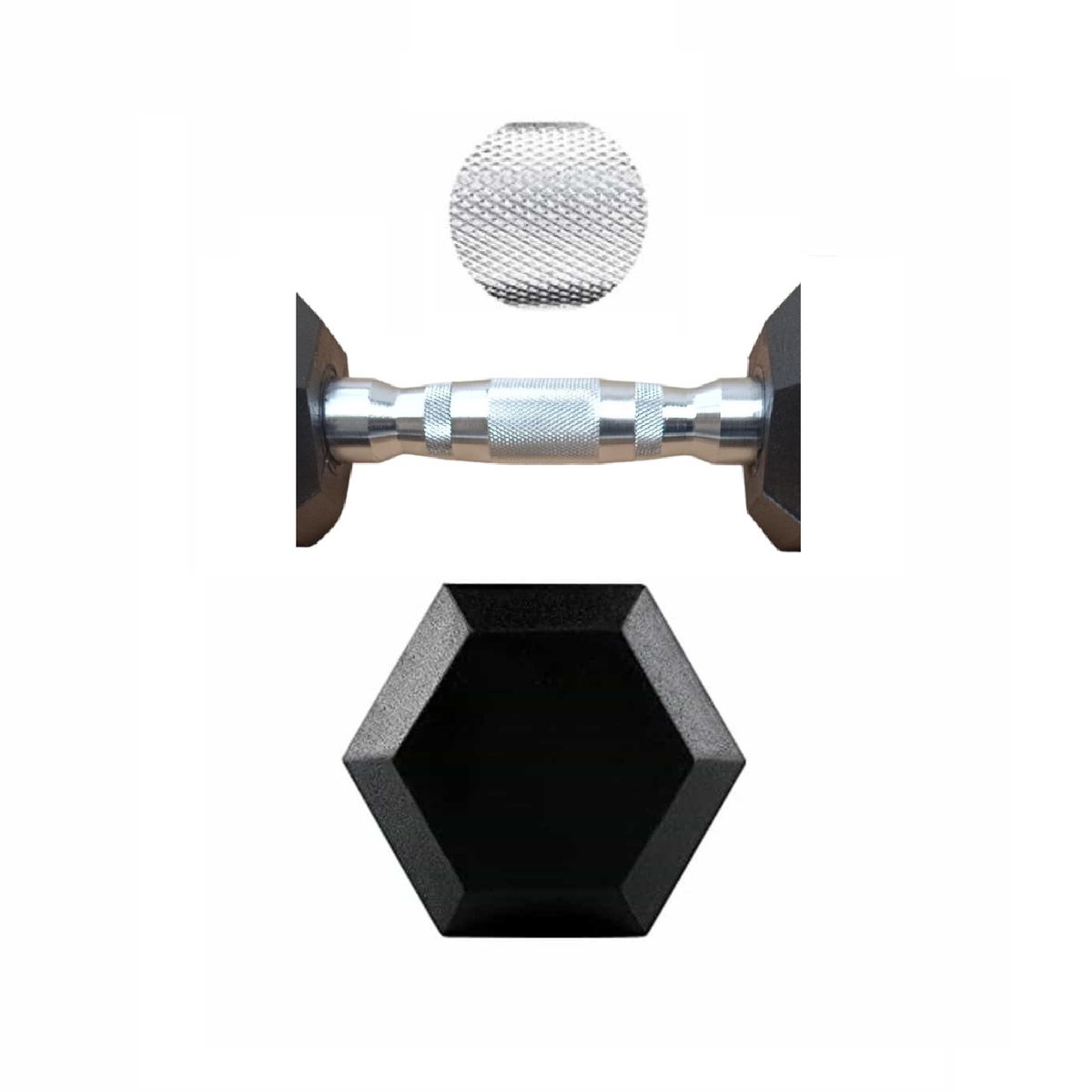 WINNER - Par Mancuernas Pesas Cromadas Hexagonales De Caucho 10 Kg