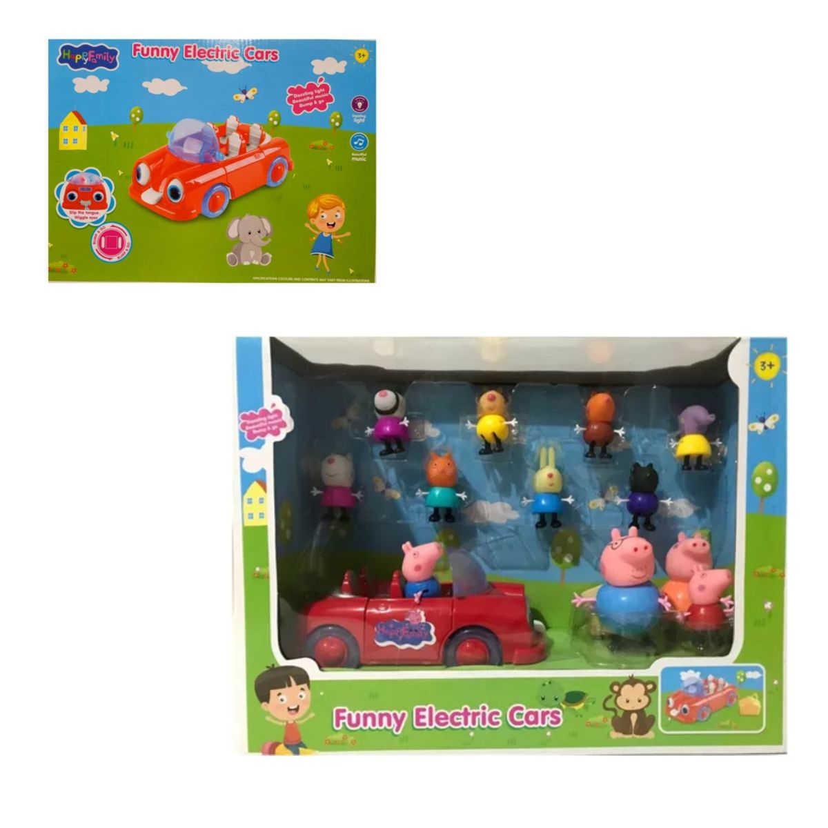 GENERICO - SET DE MUÑECOS PEPPA PIG Carro Rojo