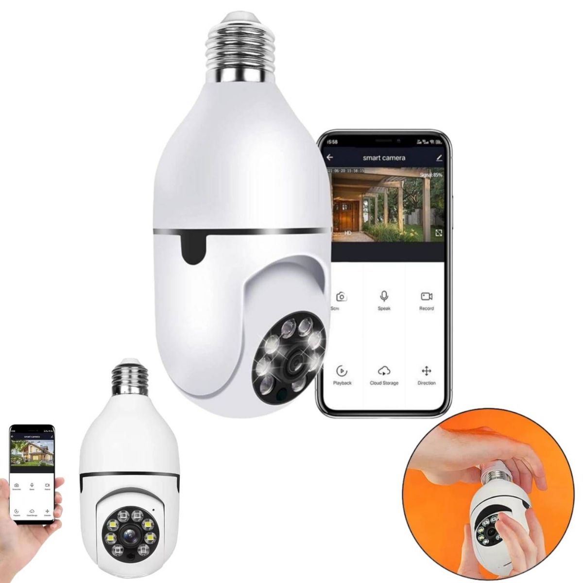 OEM - Camara IP de Seguridad WiFi Foco Bombillo Espia Control desde Celular