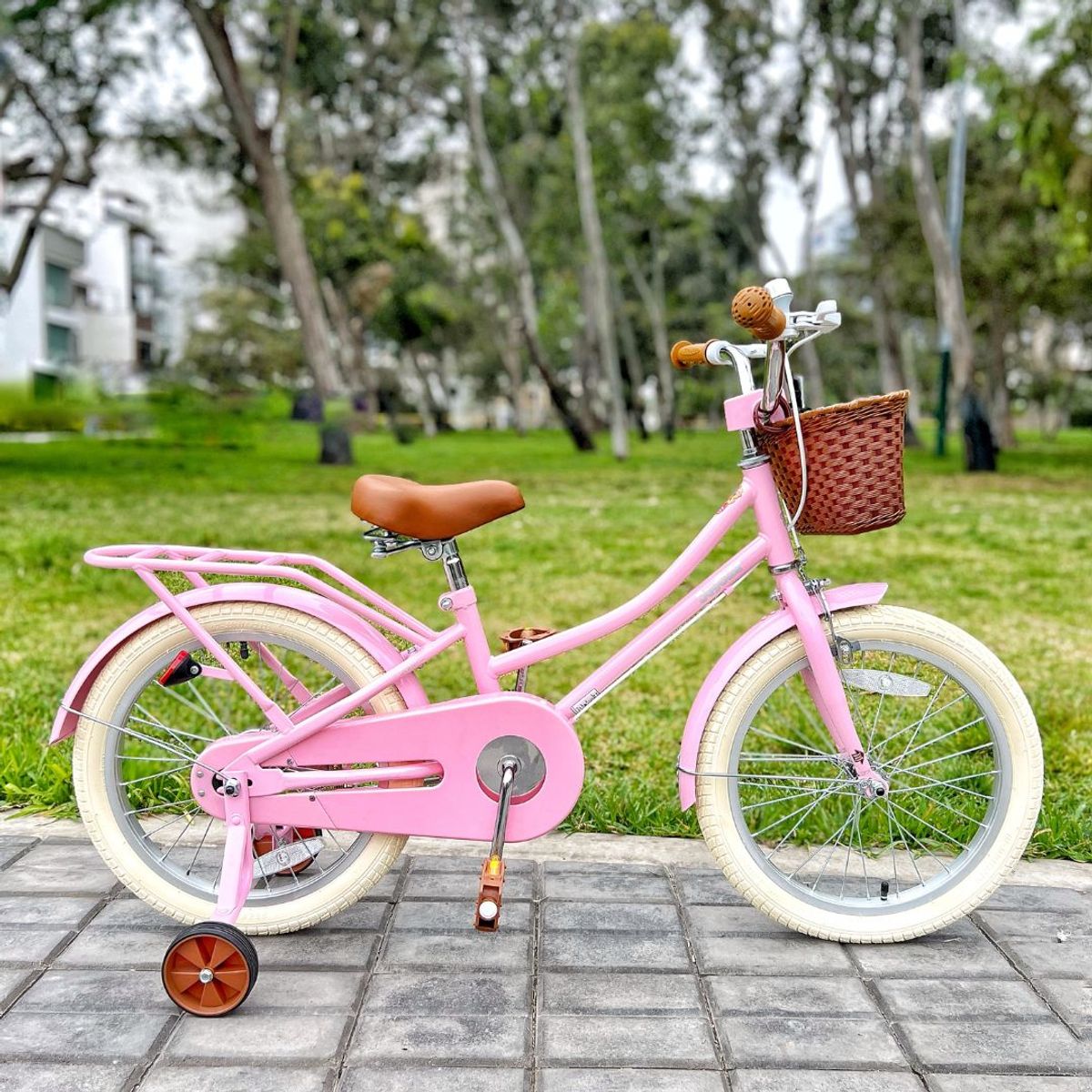 JOY STAR - Bicicleta con Ruedas de Apoyo Stitch Rosada aro 18