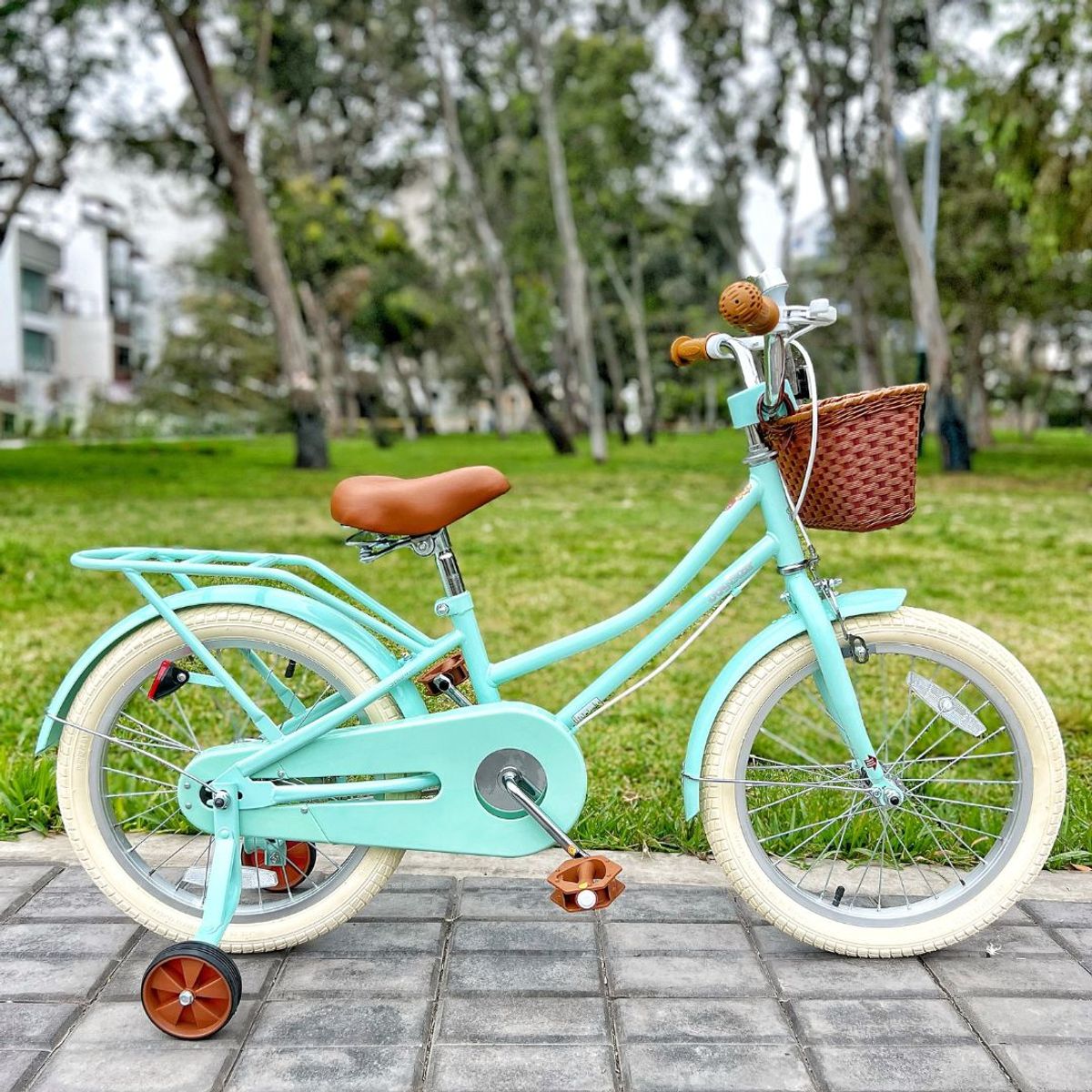 JOY STAR - Bicicleta para Niña con Rueditas Stitch aro 18 Verde Agua