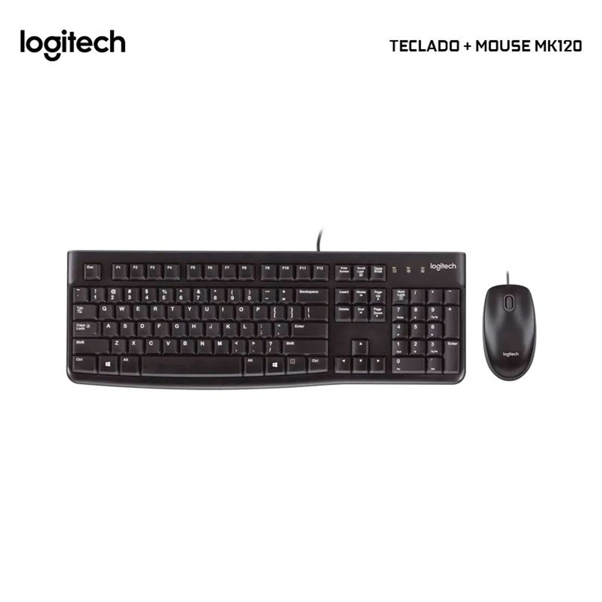 LOGITECH - Kit Logitech Teclado y Mouse MK120 USB SP Black