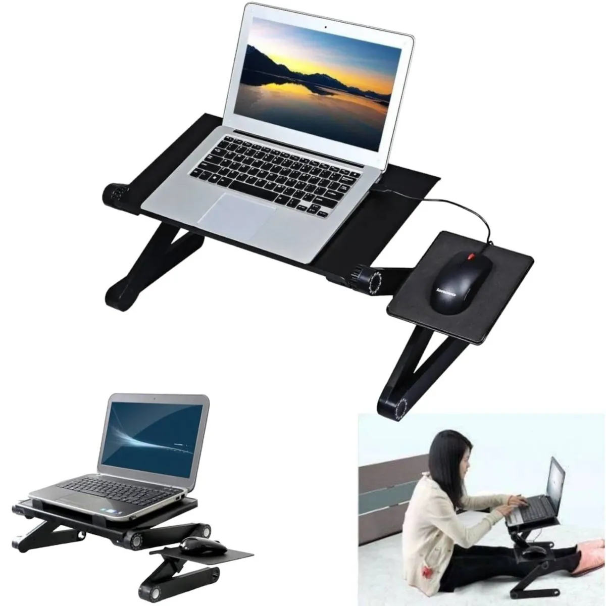 OEM - Mesa para Laptop Articulado de Metal con Posa Mouse Doble Ventilador