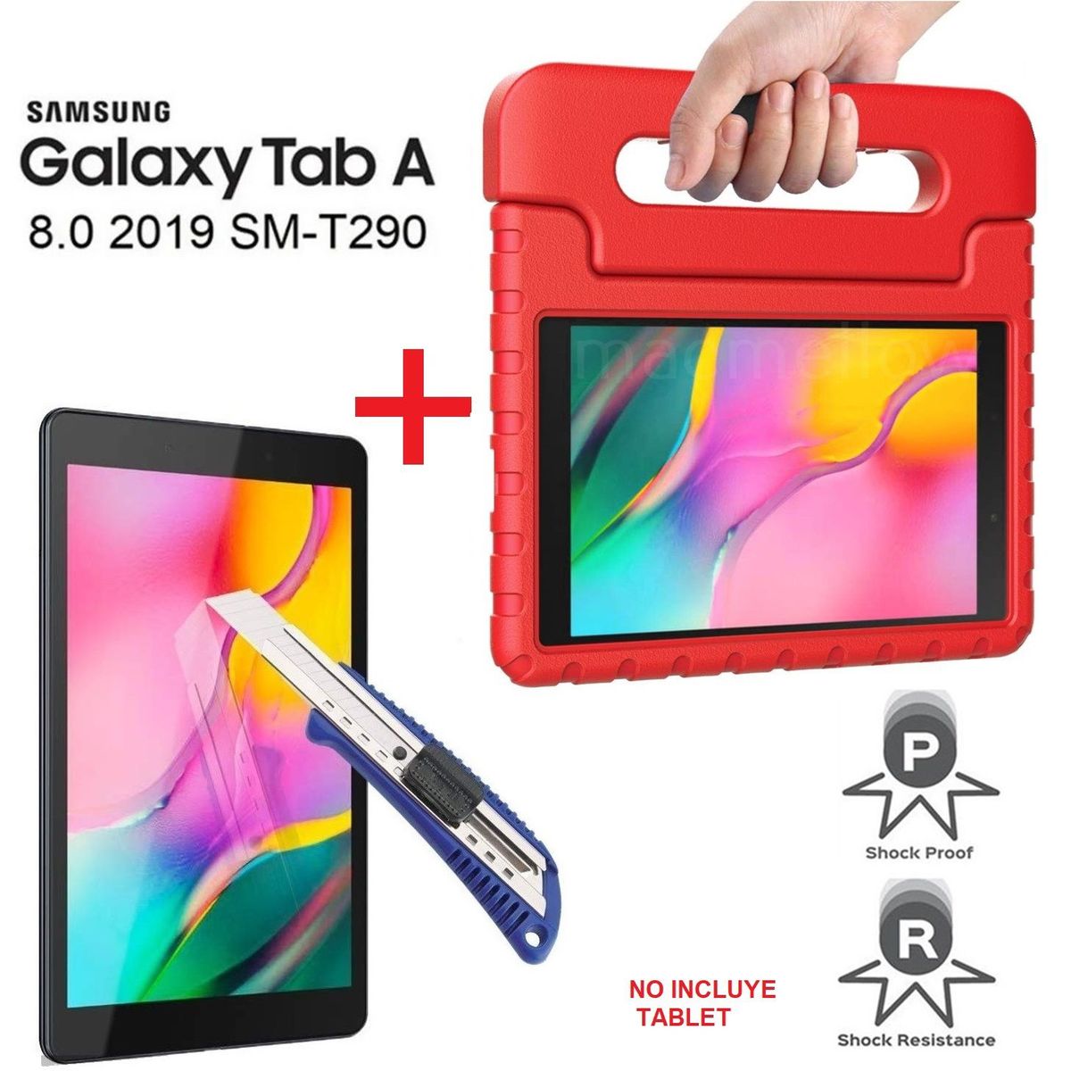 GENERICO - Funda Niños & Mica de Vidrio para Samsung Tab A 8.0 2019 SM-T290