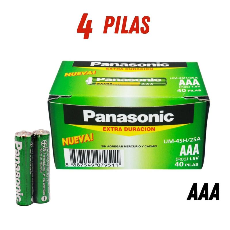 PANASONIC - Pilas AAA Extra Duracion PANASONIC UM-4SH R03 Pack 4 Pilas