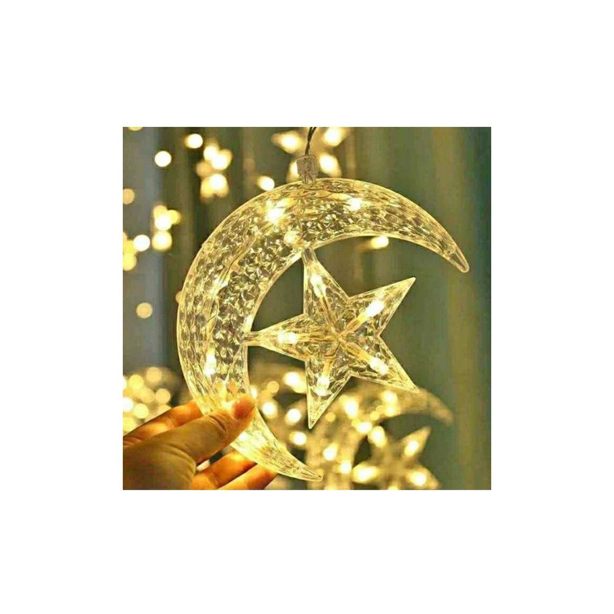 GENERICO - LUCES NAVIDEÑA ESTRELLA MEDIA LUNA AMBAR 3 metros