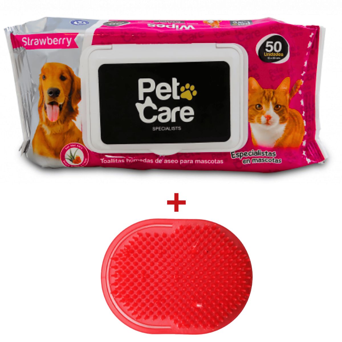 PET CARE - TOALLITAS HUMEDAS P-MASCOTA FRESA X 50U PACK PEINE