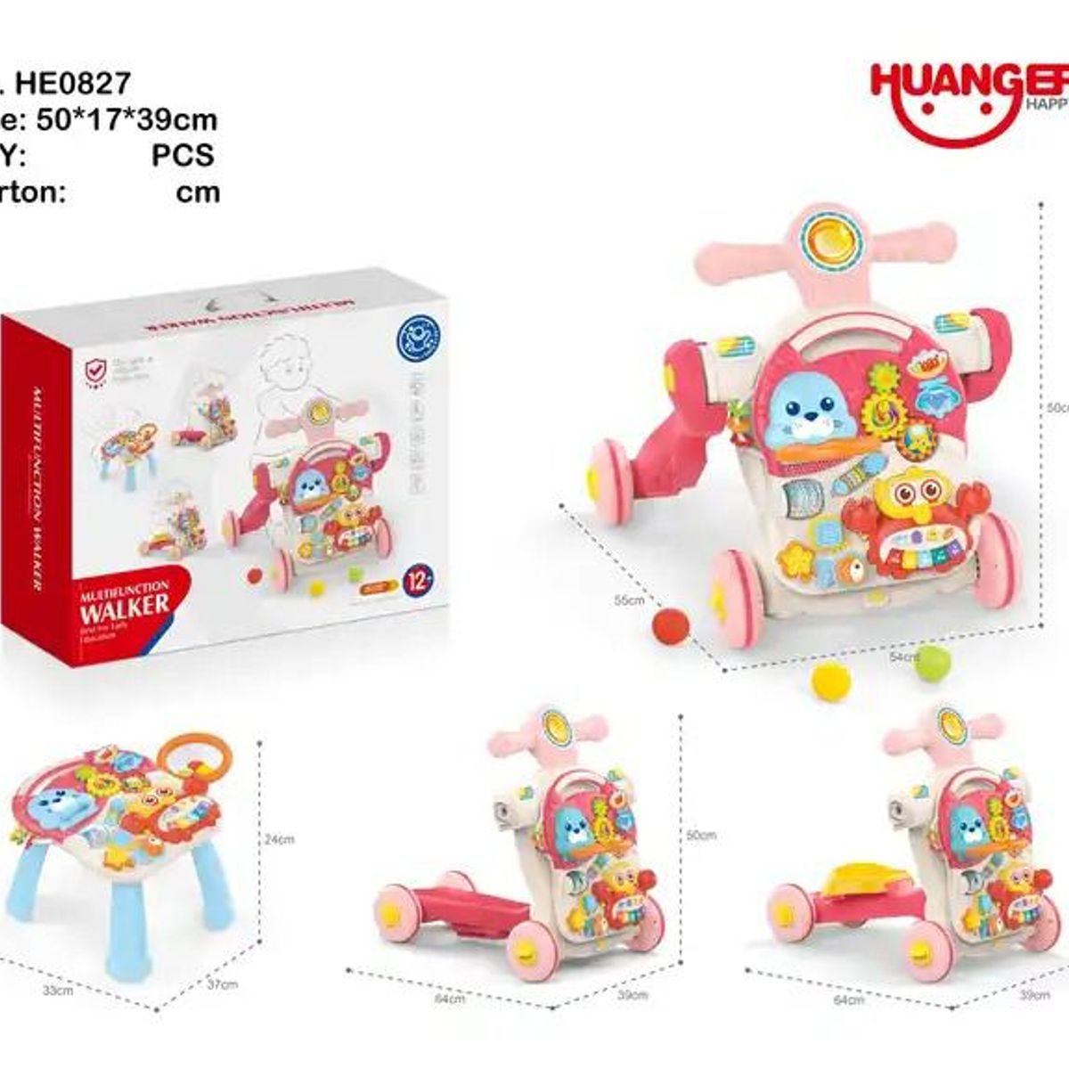 HUANGER - CAMINADOR  PARA BEBE 4 EN 1 CON CENTRO DE ACTIVIDADES