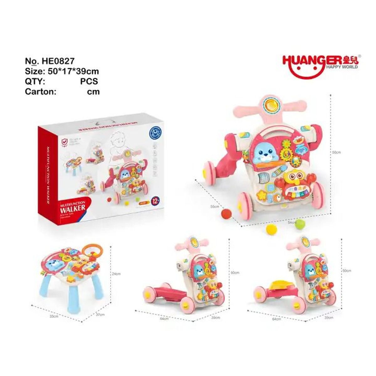 HUANGER - CAMINADOR  PARA BEBE 4 EN 1 CON CENTRO DE ACTIVIDADES