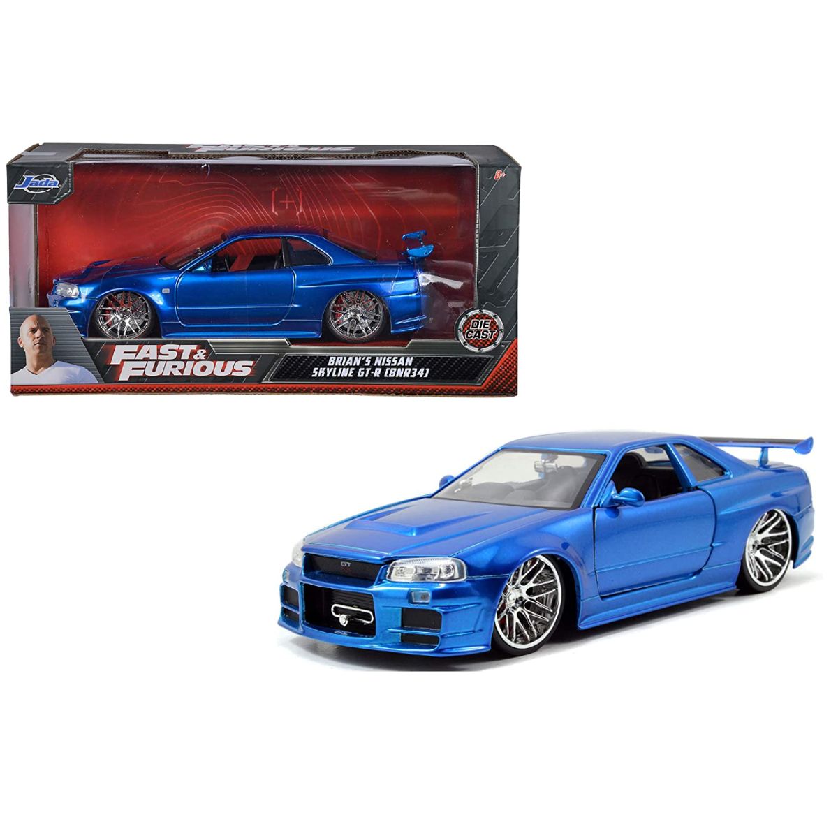 JADA TOYS - NISSAN SKYLINE GTR R34 RAPIDOS Y FURIOSOS ESCALA 1 / 24 AZUL