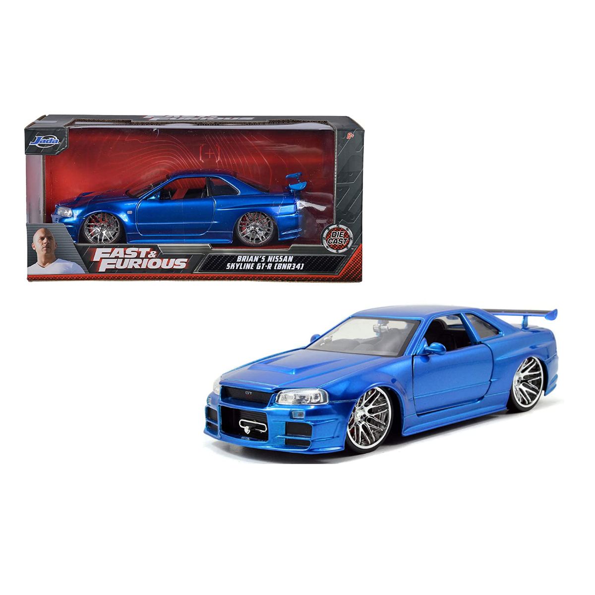 JADA TOYS - NISSAN SKYLINE GTR R34 RAPIDOS Y FURIOSOS ESCALA 1 / 24 AZUL