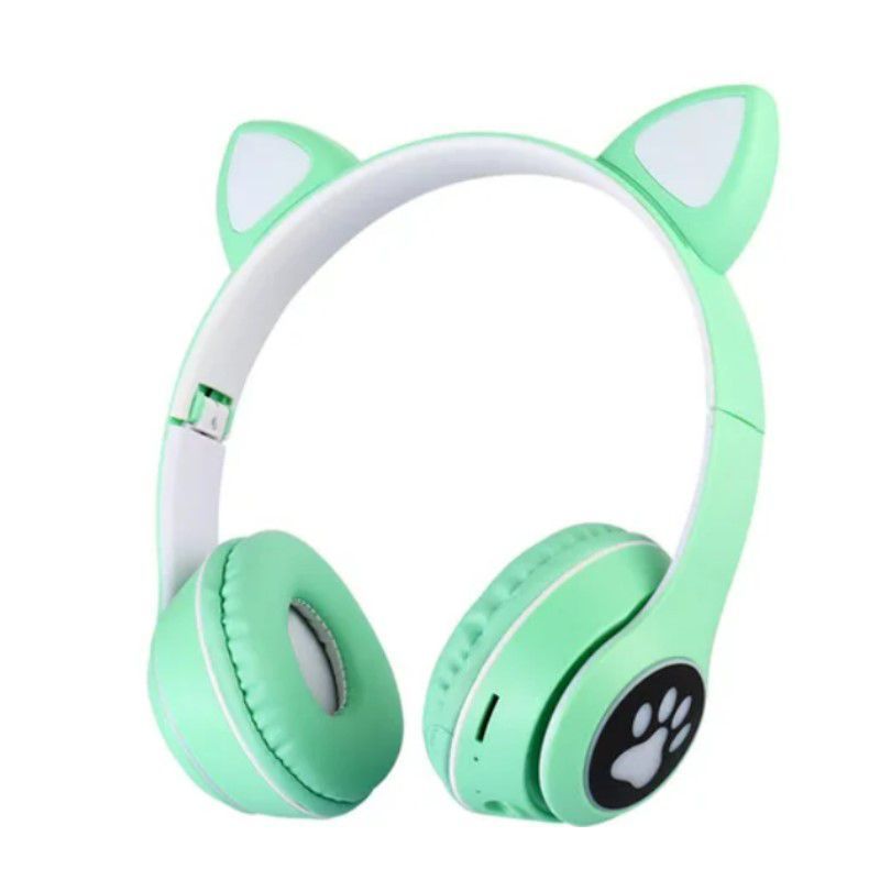GENERICO - Audifono Bluetooth Gato Con Microfono Verde Turquesa