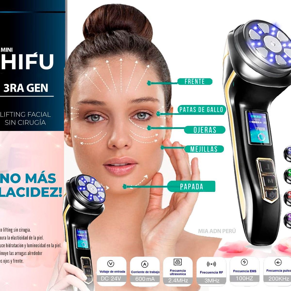GENERICO - Mini Hifu 3DA GENERICACION 3 En 1 Rf Ultrasonido Fototerapia + ECOGEL