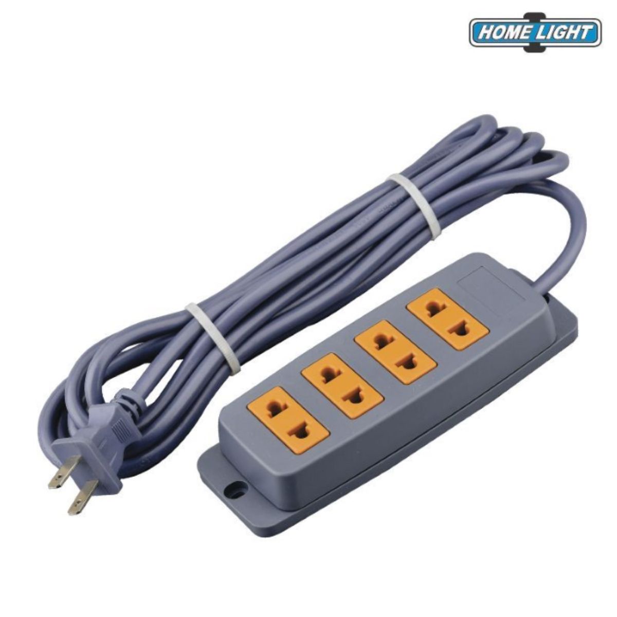 HOME LIGHT - Extensión Eléctrica Vulcanizado 5 Metros x 4 Tomas GRIS