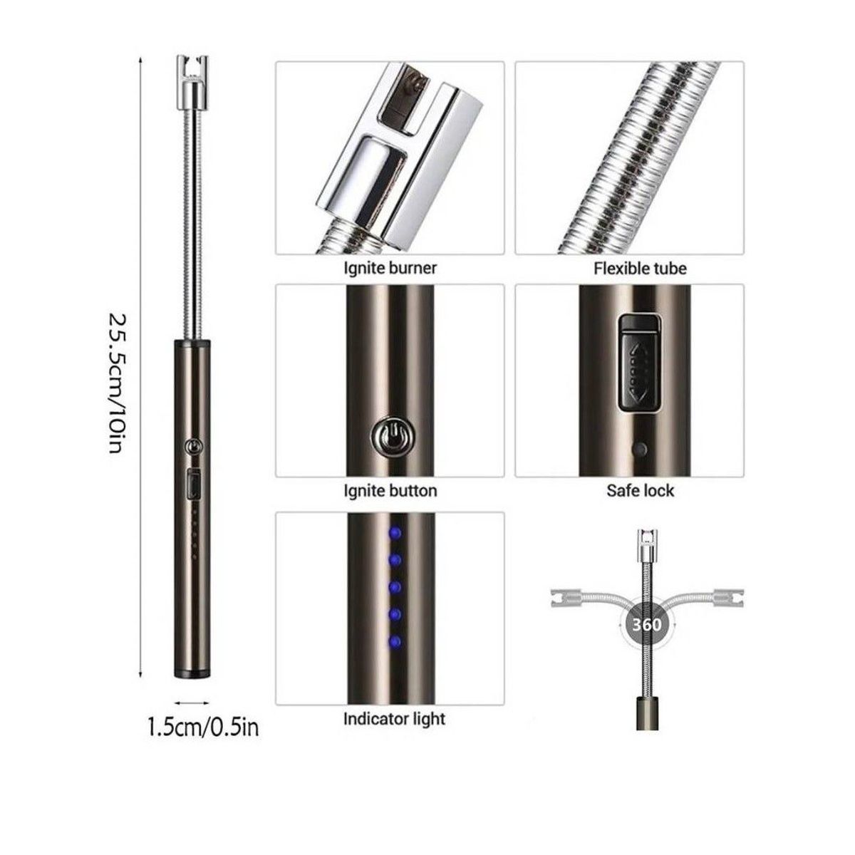 GENERICO - Encendedor eléctrico usb recargable para cocina