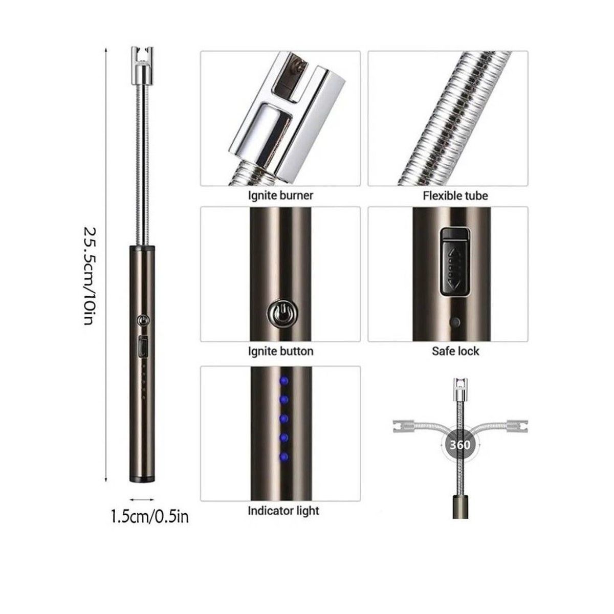 GENERICO - Encendedor eléctrico usb recargable para cocina