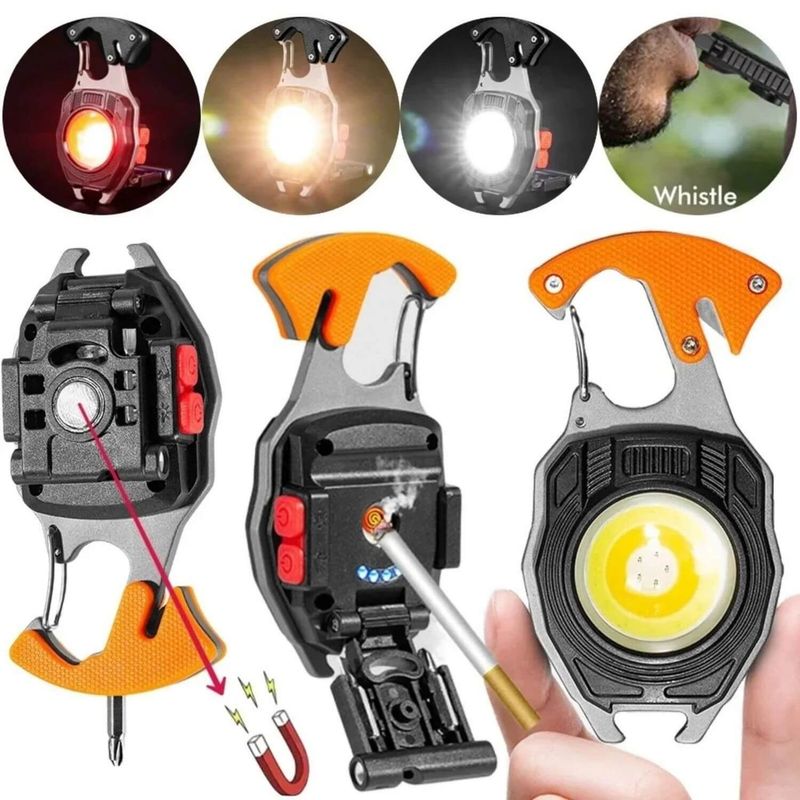 CAFINI - Llavero Linterna Recargable con encendedor y destapador
