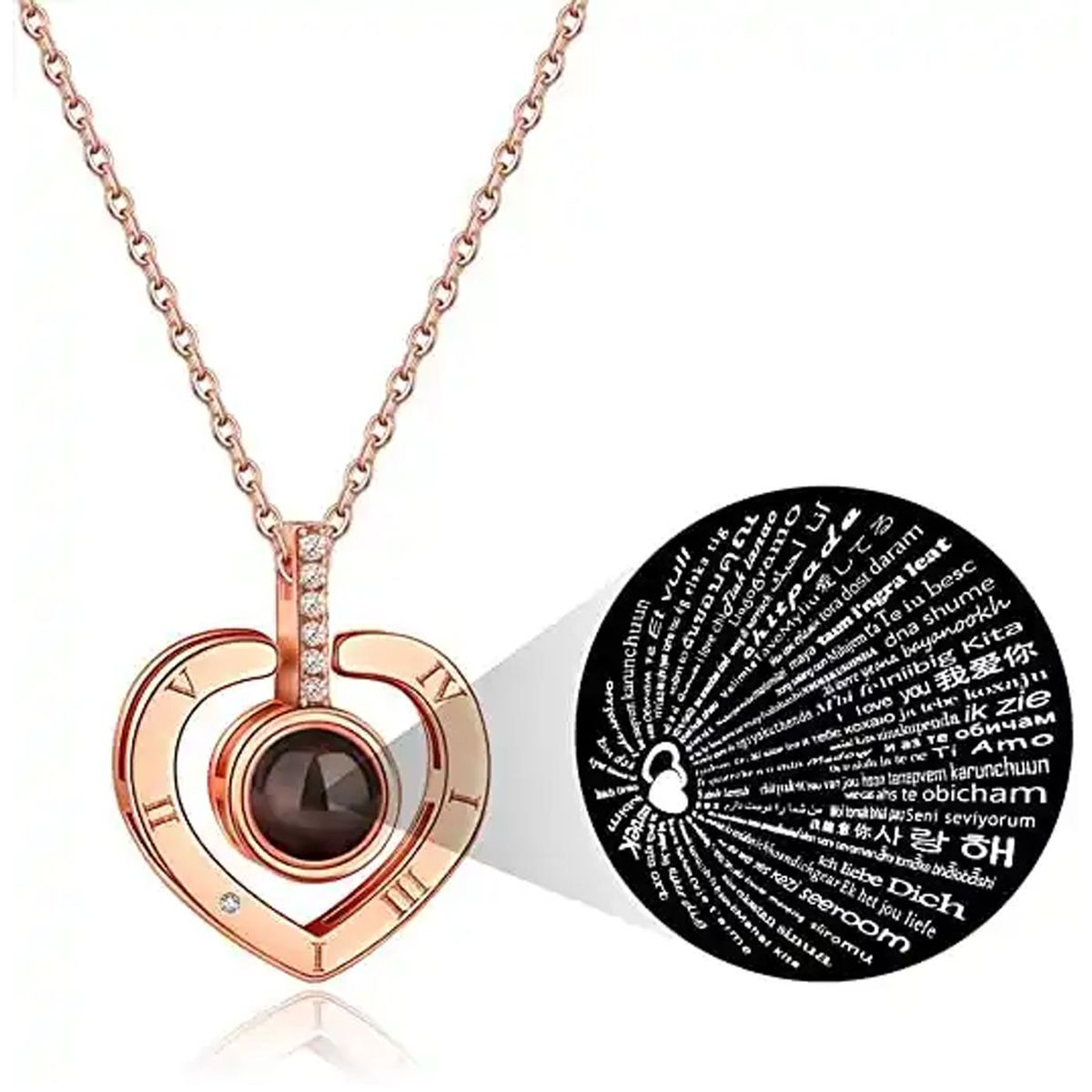 GENERICO - Collar para mujer Proyecta En 100 Idiomas Te Amo Regalo Kawai