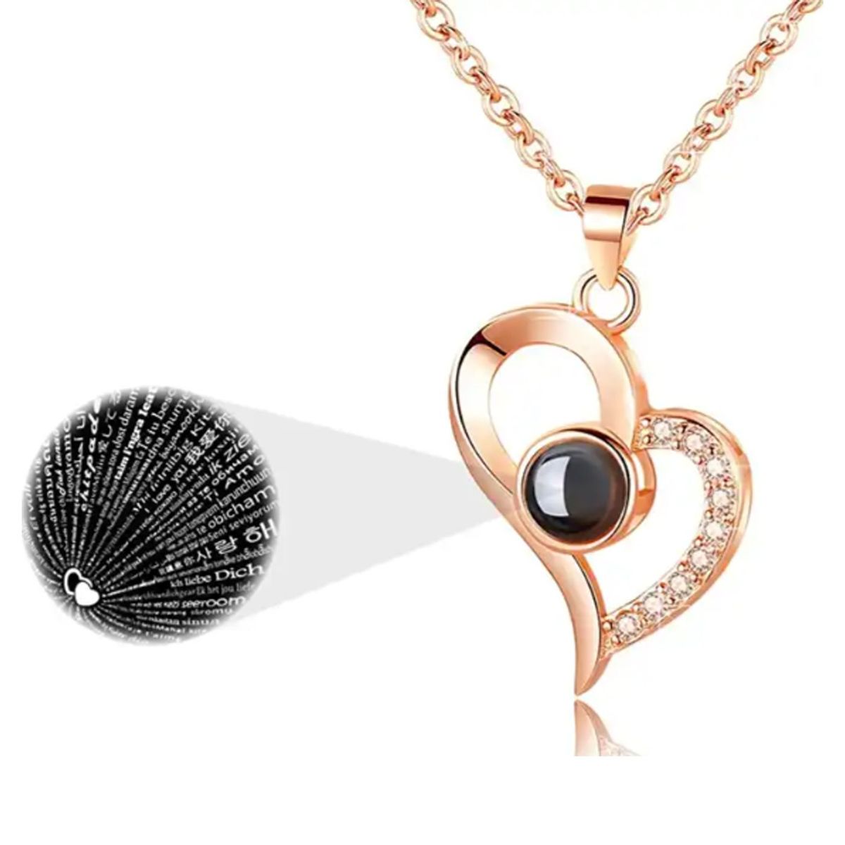 GENERICO - Collar para mujer Proyecta En 100 Idiomas Te Amo - Regalo Kawai -