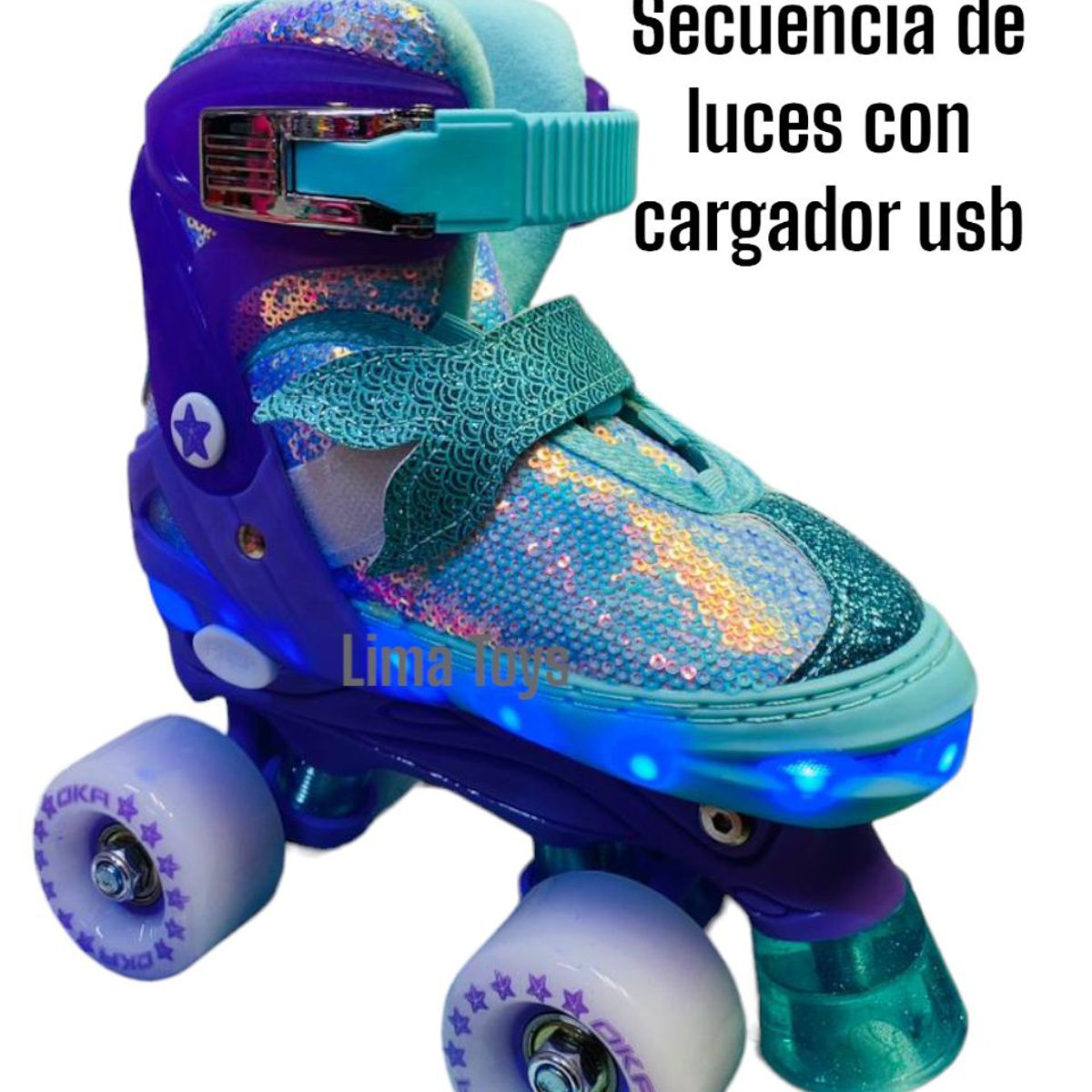 OKA - PATIN OKA 4 RUEDAS VERDE CON LUCES TALLA M