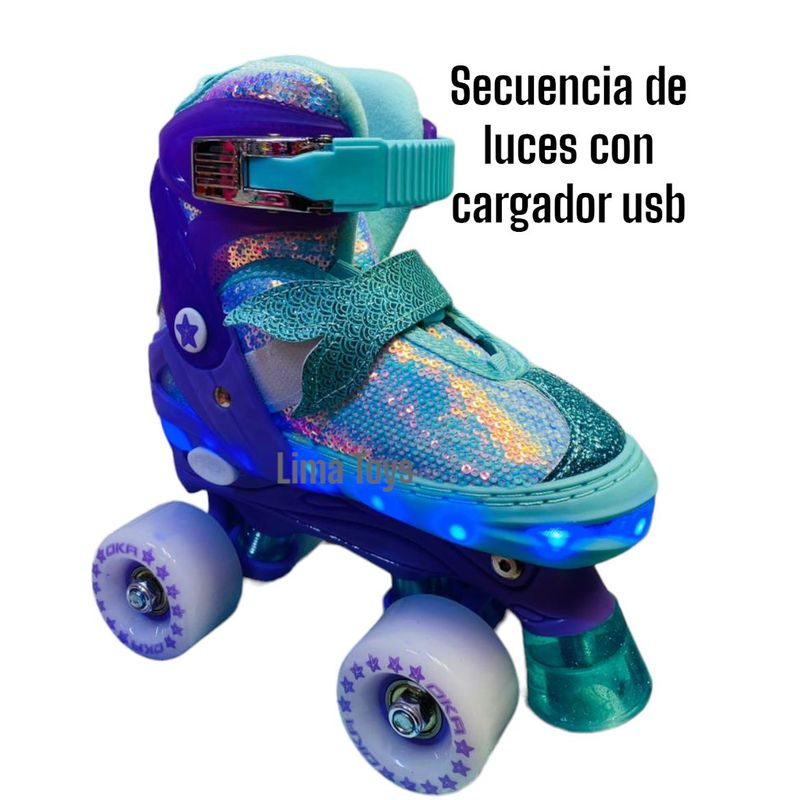 OKA - PATIN OKA 4 RUEDAS VERDE CON LUCES TALLA M