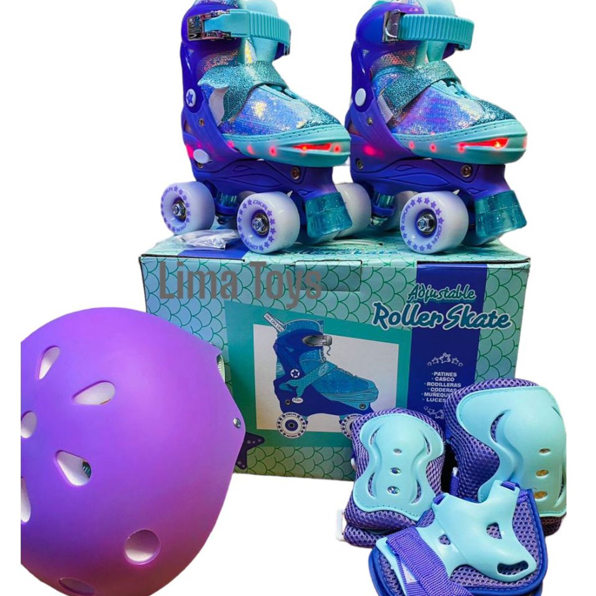 OKA - PATIN OKA 4 RUEDAS VERDE CON LUCES TALLA M