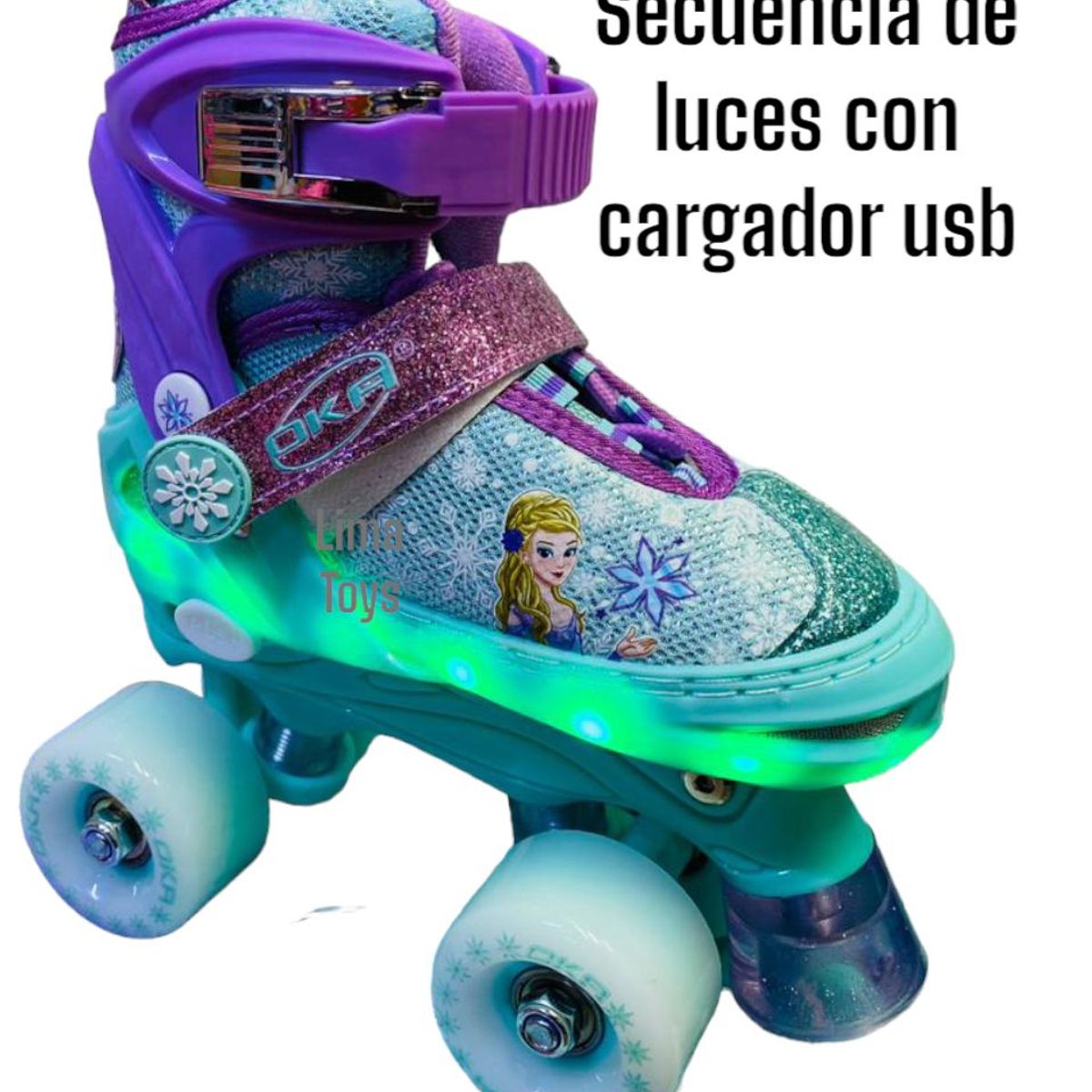 OKA - PATIN OKA 4 RUEDAS CELESTE CON LUCES TALLA S
