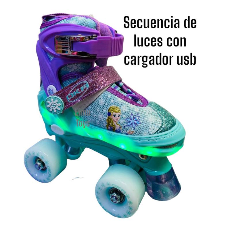 OKA - PATIN 4 RUEDAS OKA CELESTE CON LUCES TALLA M