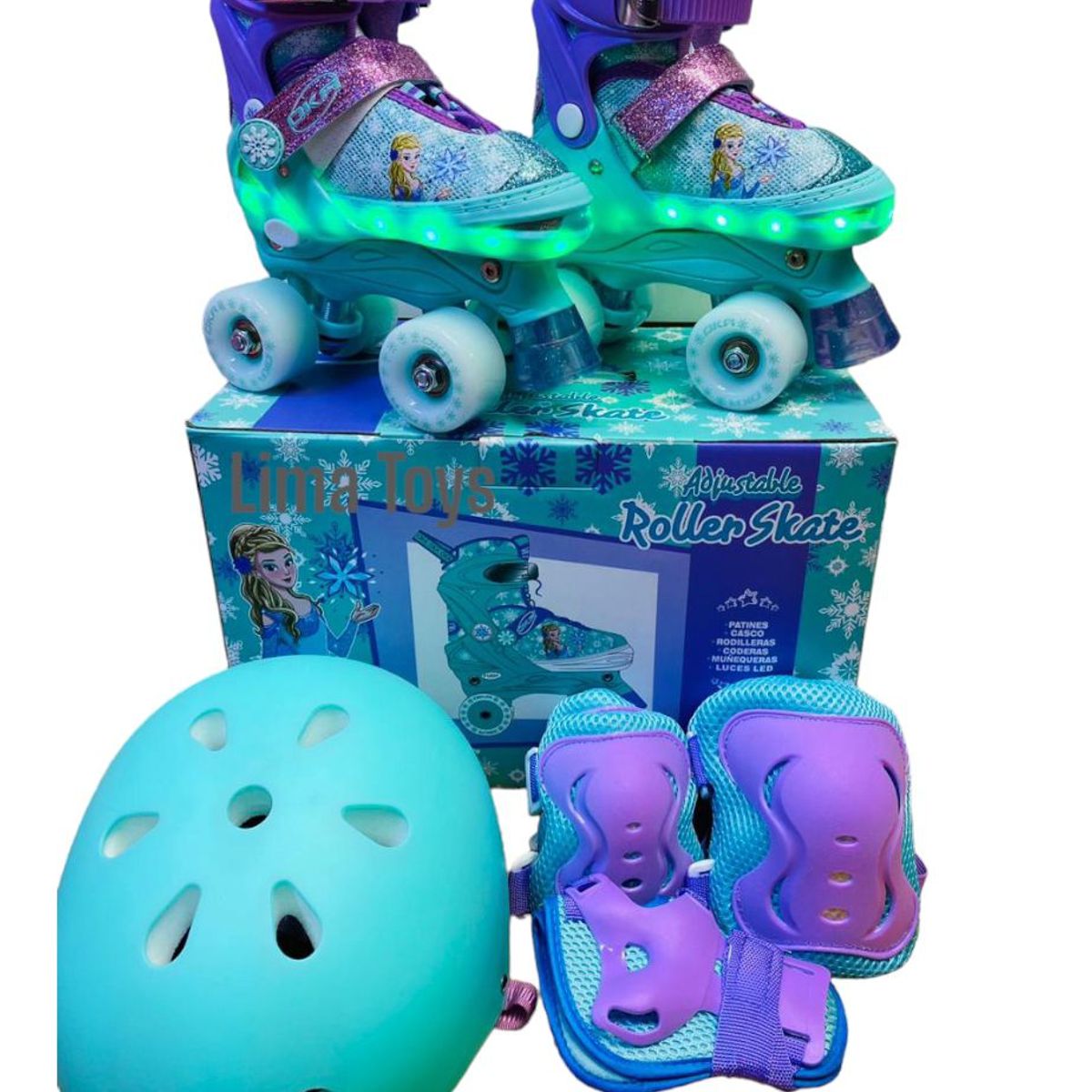 OKA - PATIN 4 RUEDAS OKA CELESTE CON LUCES TALLA M