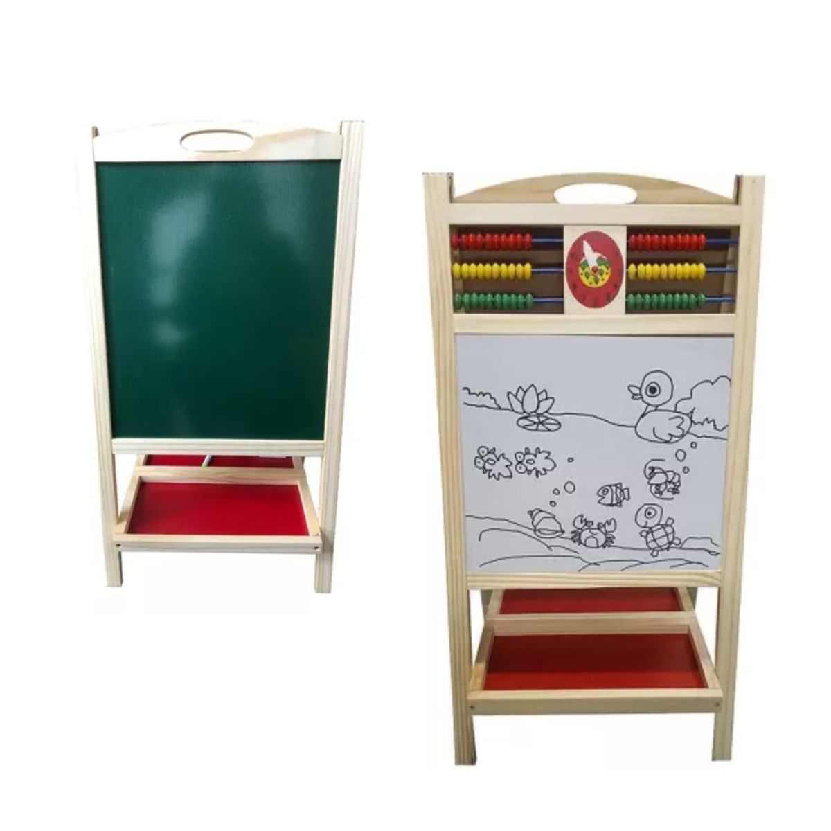 GENERICO - Tablero Pizarra Doble Cara Didáctica con Abaco Infantil