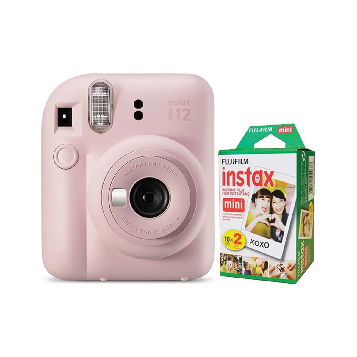 FUJIFILM - Camara  Fujifilm Instax Mini 12 Rosado Flor+Pack de Pelicula x20.