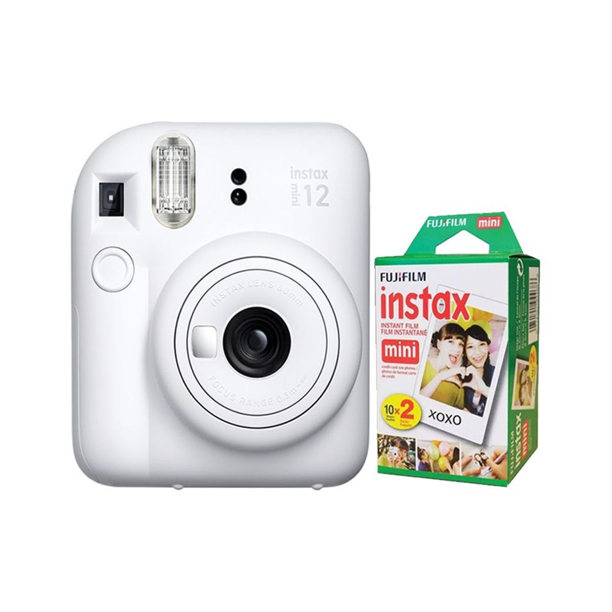 FUJIFILM - Camara  Fujifilm Instax Mini 12 Blanco Arcilla+Pack de Pelicula x20.