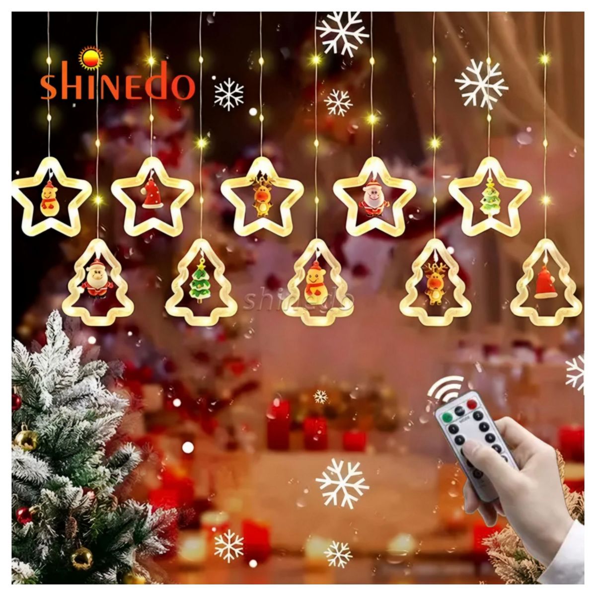 GENERICO - Cortina de luces navideñas decoración navidad con control remoto