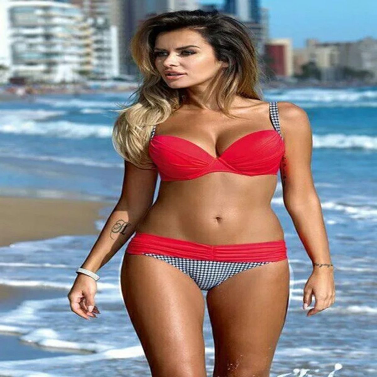 GENERICO - Bikini Sexy Verano Orange Mujer Push-Up Ropa de Baño Playa Genieka