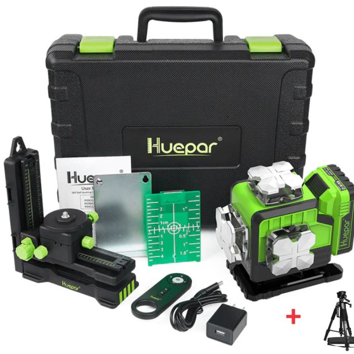 HUEPAR - Nivel láser verde Huepar P04CG 16 LINEAS(12V) +Trípode Huepar TPD14