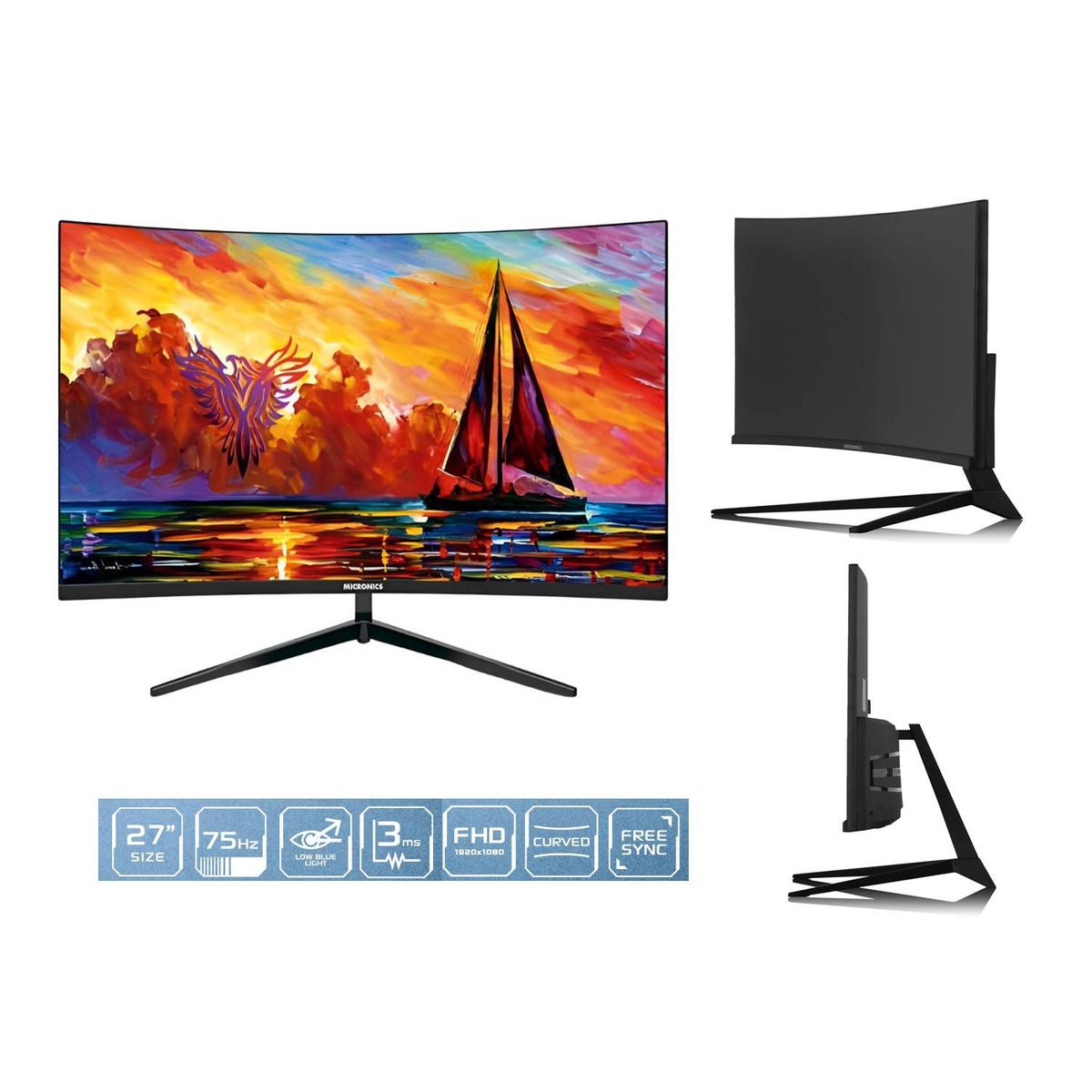 MICRONICS - Monitor Micronics FHD CURVO DG27FC 27 pulgadas  75 Hz VGA HDMI  2023.