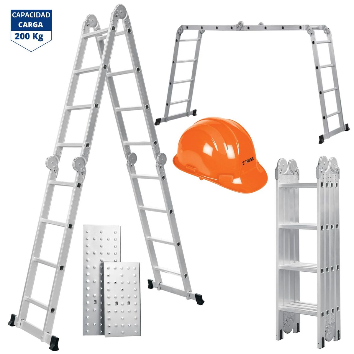 TRUPER - Escalera Multiposición 16 pasos escalera articulada Truper