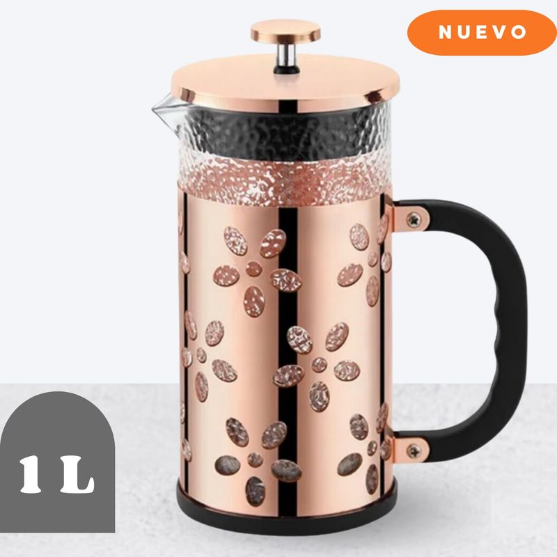 GENERICO - Cafetera de Prensa Francesa de Aflorado de 1 litro Rosado