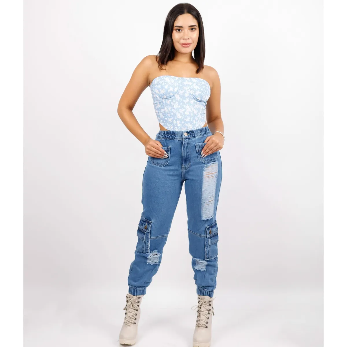 BENCUS JEANS - Pantalón Jeans Jogger Cargo Mujer