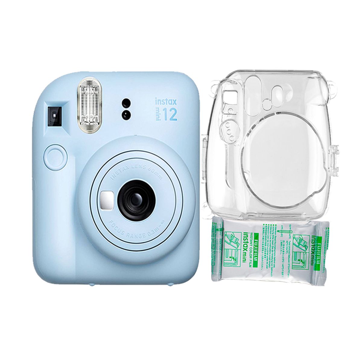 FUJIFILM - Camara  Fujifilm Instax Mini 12 Azul Pastel+Estuche Transpa+Pelix10.