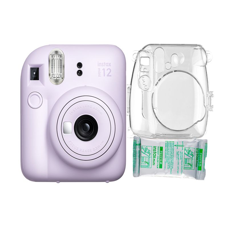 FUJIFILM - Camara  Fujifilm Instax Mini 12 Lila+Estuche Transpa+Pelix10.