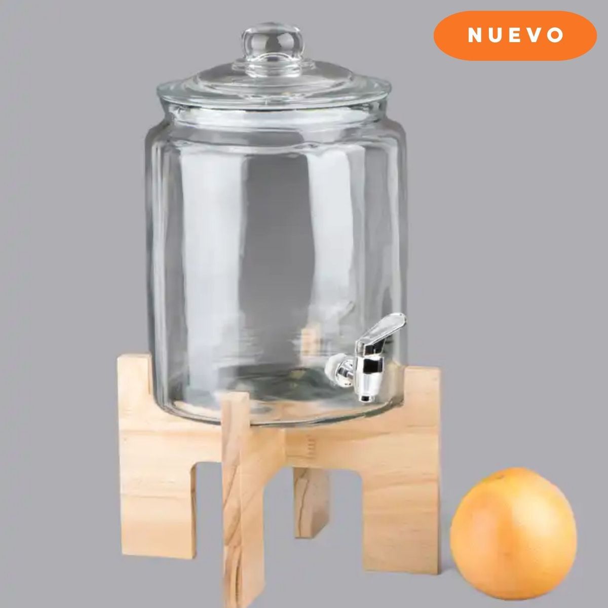 GENERICO - Dispensador de Bebidas de vidrio Con soporte de madera