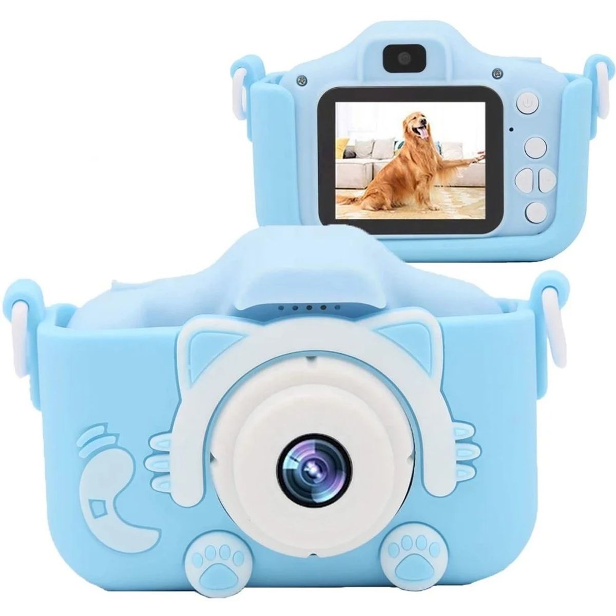 OEM - Cámara digital Infantil foto y video X5S Doble Lente - Gato - Celeste