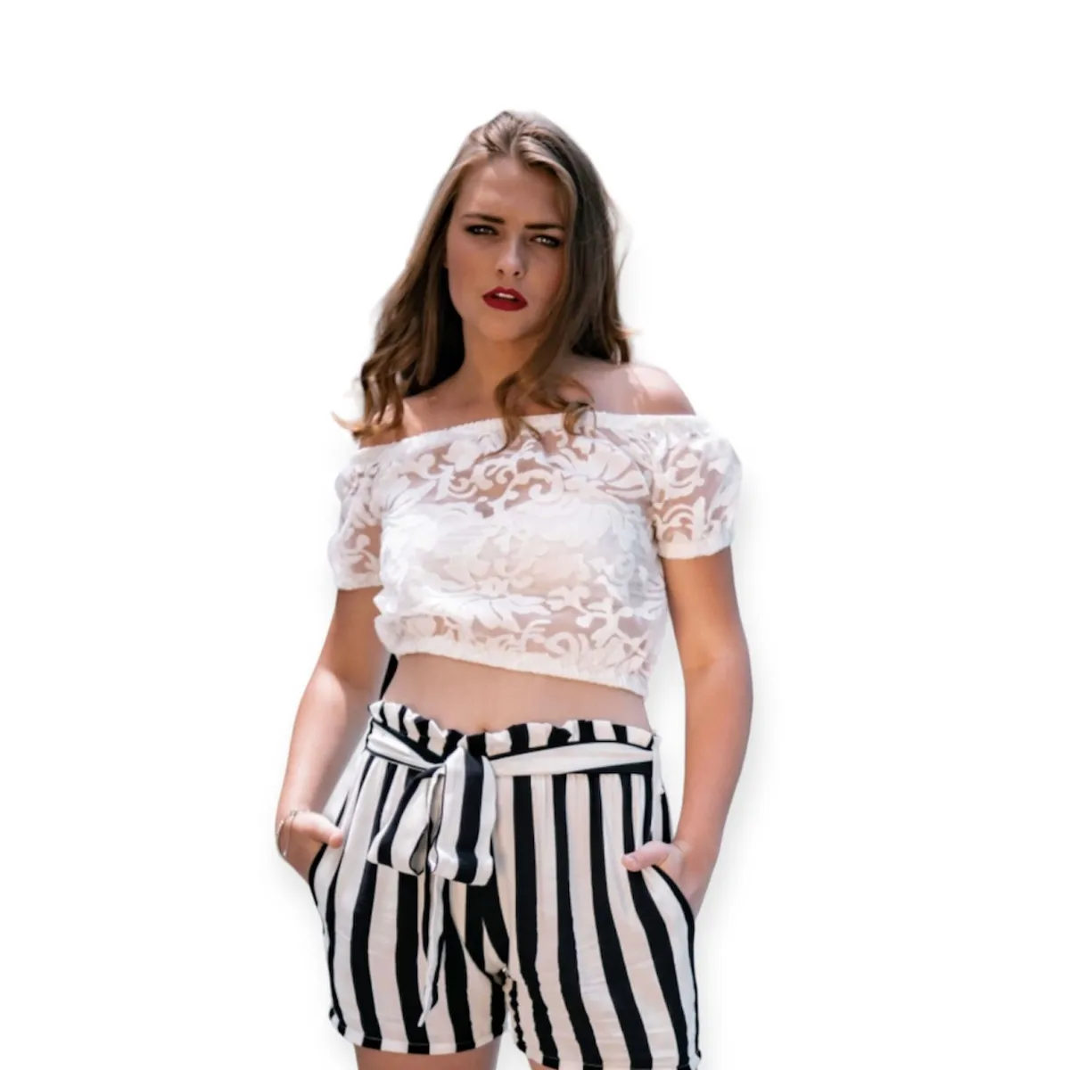 AMA OUTFITTERS - SHORT A RAYAS DE LINO IBIZA